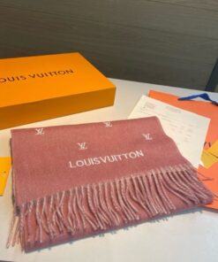 LV 一比一圍巾 粉色Logo流蘇 百搭氣質款