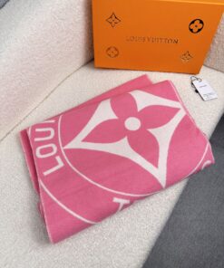LV A貨粉色大花圍巾 活力時尚百搭款