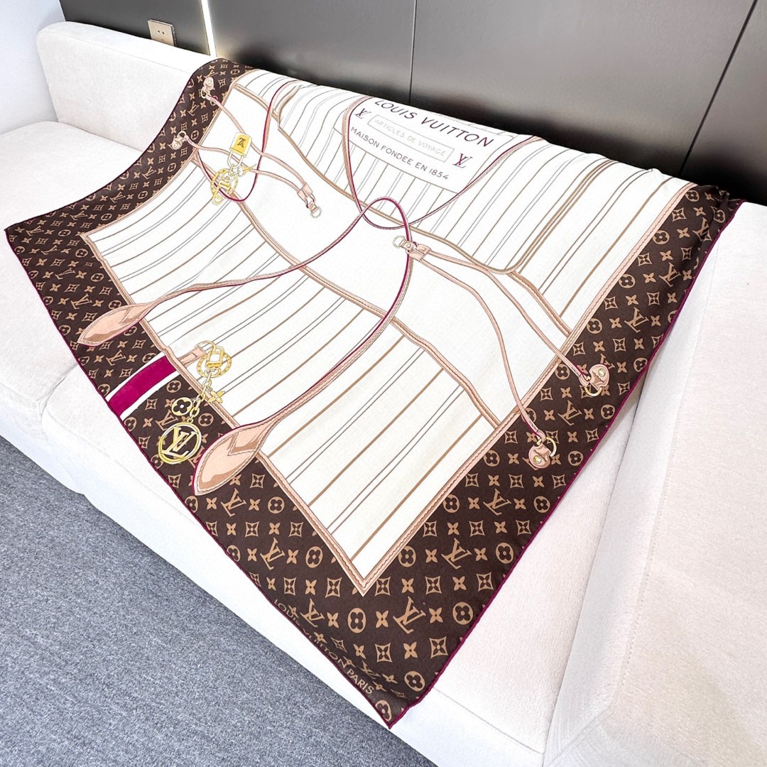 LV 高仿絲巾 Monogram經典拼色百搭披肩｜歐美奢侈品精品推薦