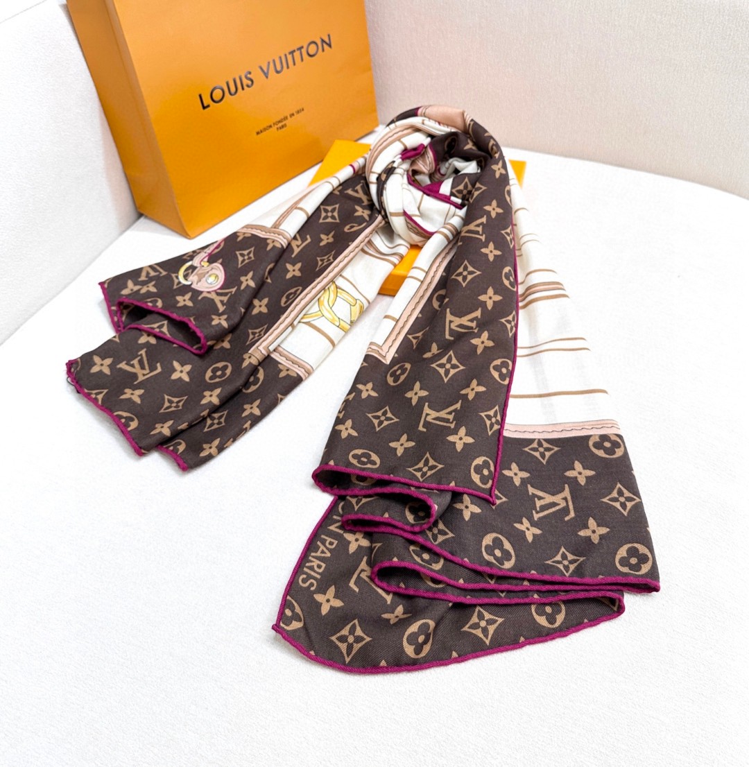 LV 高仿絲巾 Monogram經典拼色百搭披肩｜歐美奢侈品精品推薦