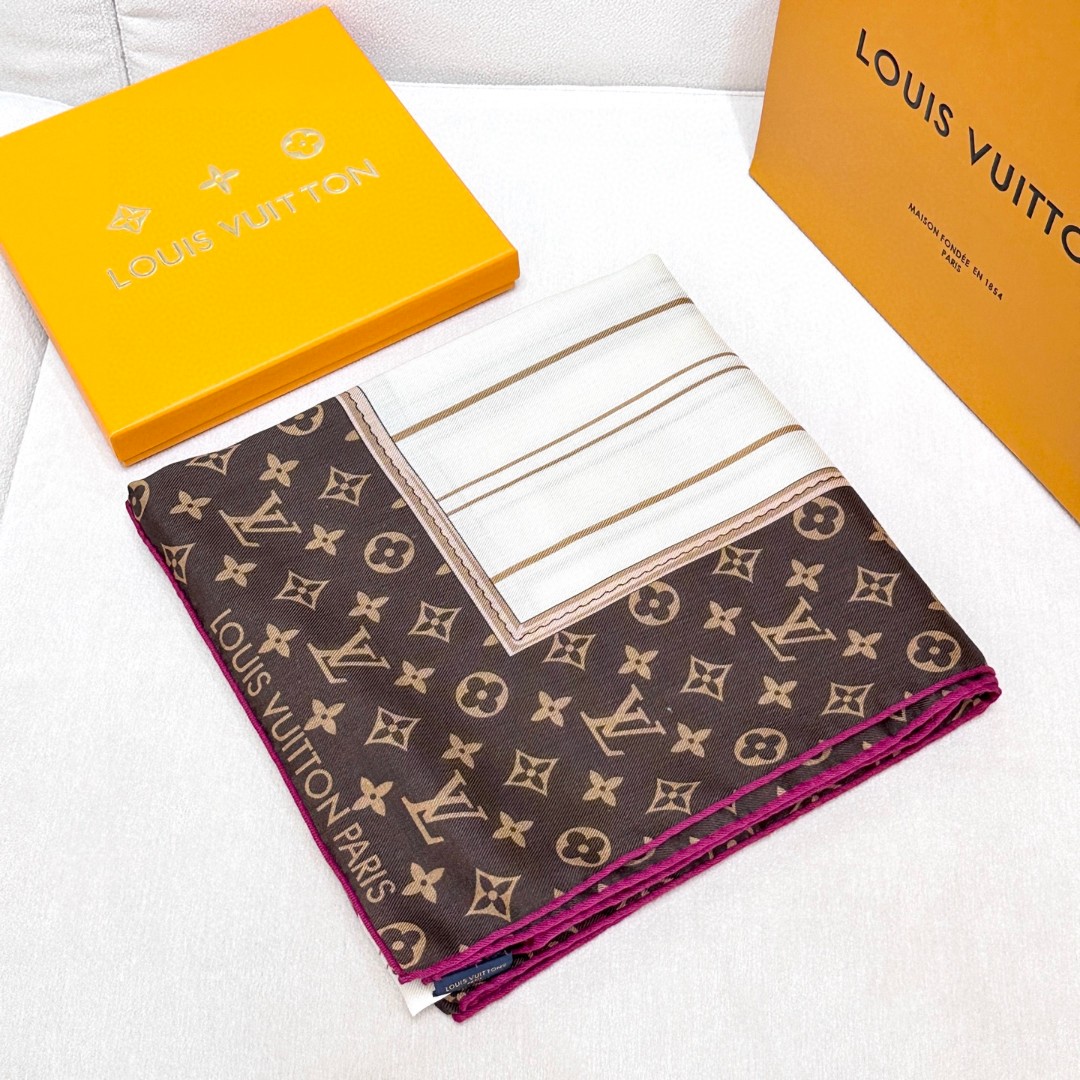 LV 高仿絲巾 Monogram經典拼色百搭披肩｜歐美奢侈品精品推薦