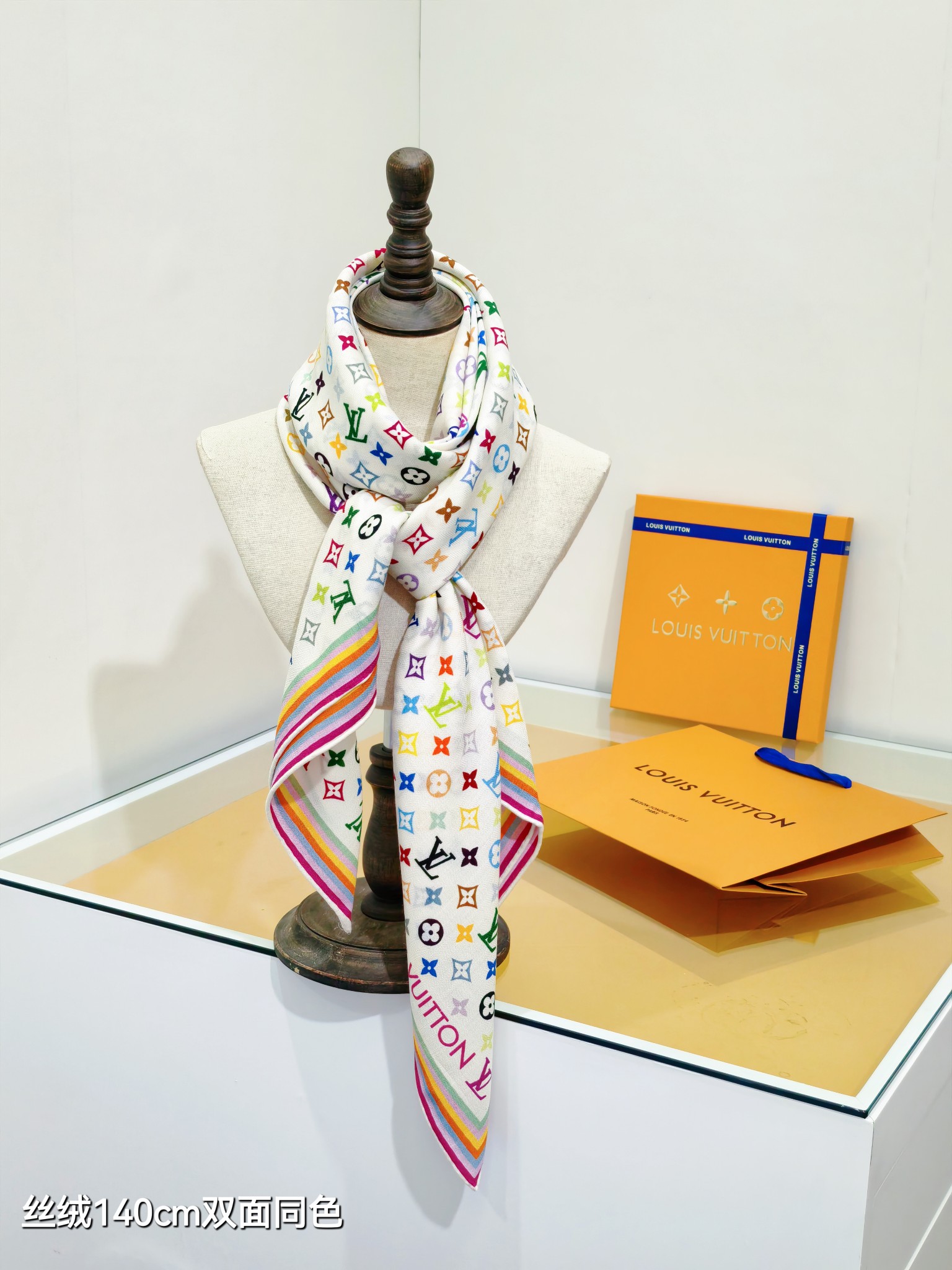 LV 一比一絲巾 經典彩色Monogram印花｜歐美奢侈品精品推薦