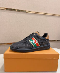 LV 高仿 黑色Monogram拼接休閒鞋 潮流百搭