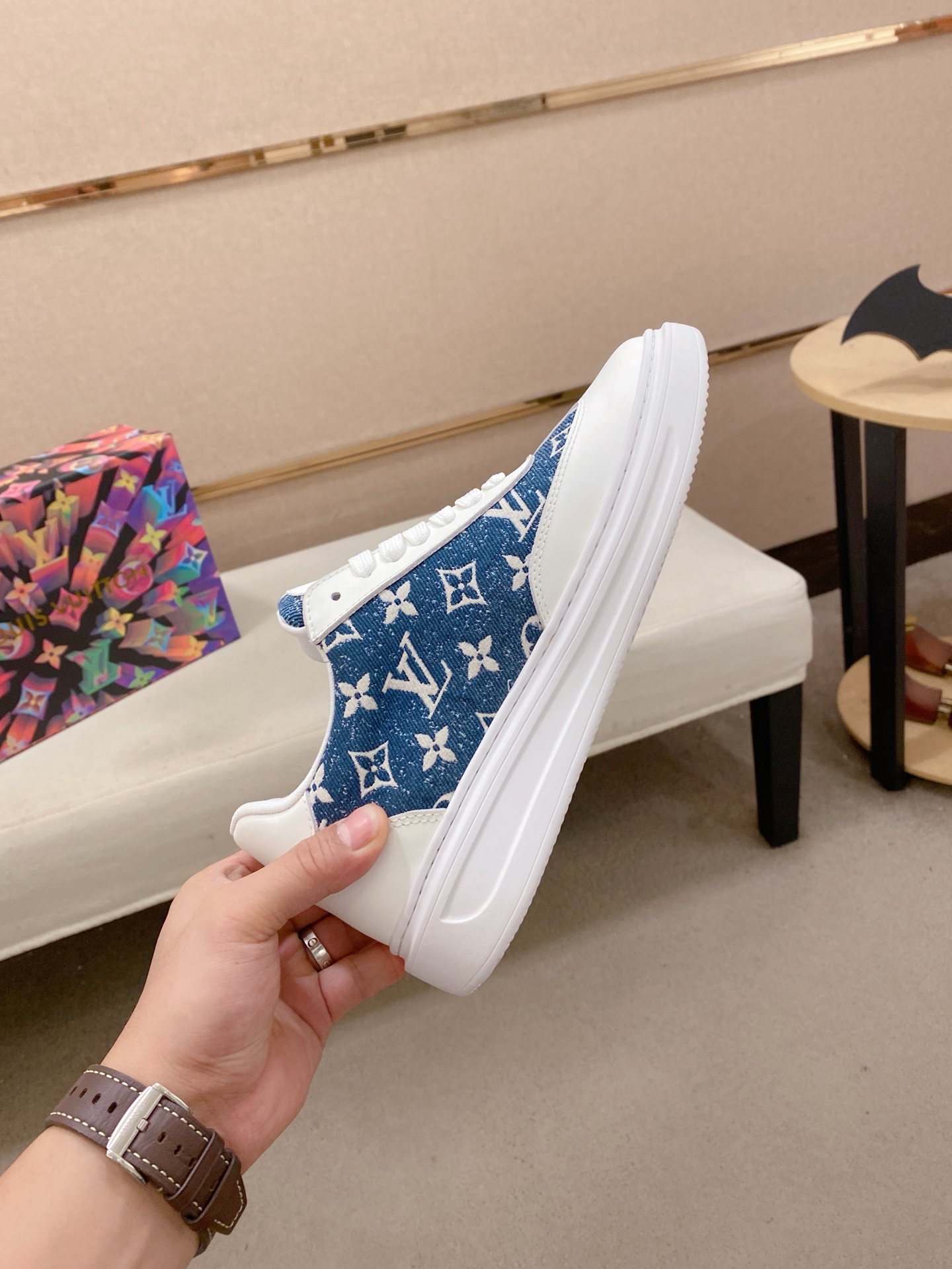 LV A貨 藍色Monogram牛仔拼接運動鞋 清爽休閒｜歐美奢侈品精品推薦