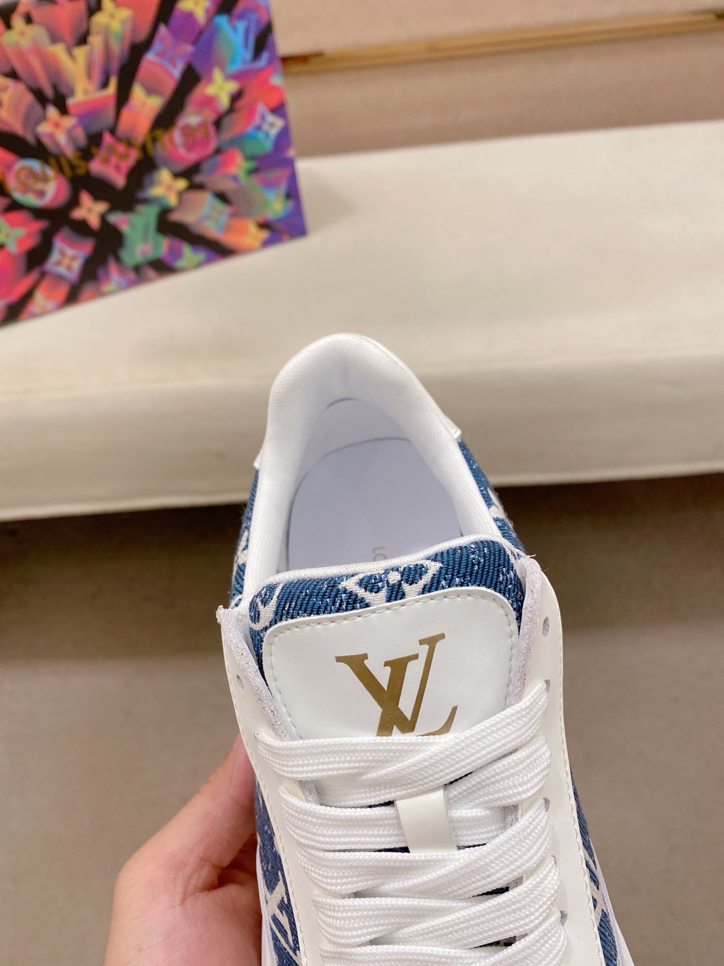 LV A貨 藍色Monogram牛仔拼接運動鞋 清爽休閒｜歐美奢侈品精品推薦