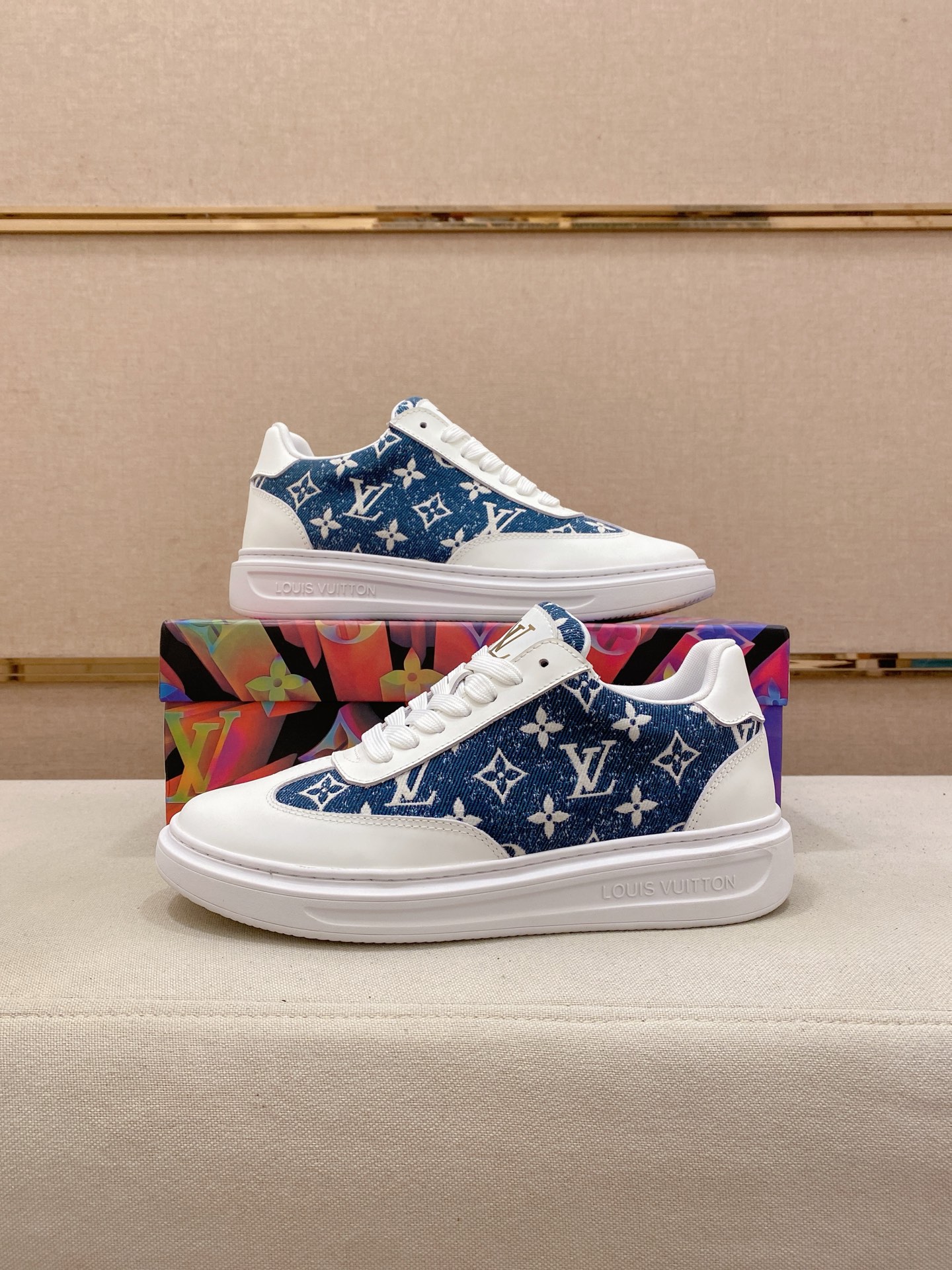 LV A貨 藍色Monogram牛仔拼接運動鞋 清爽休閒｜歐美奢侈品精品推薦