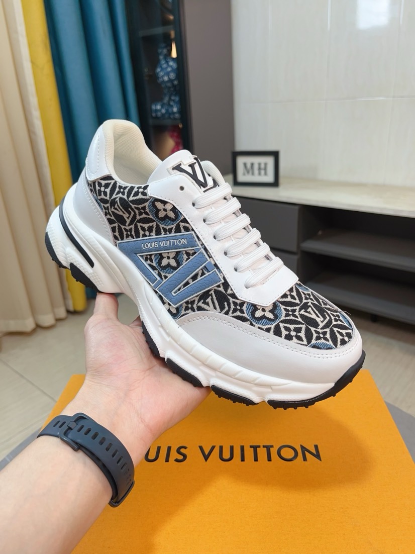 LV 一比一 白藍運動鞋 花紋拼接舒適款｜歐美奢侈品精品推薦