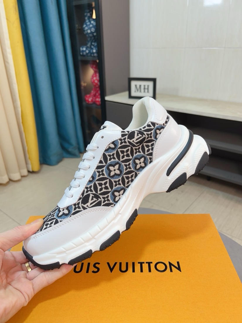 LV 一比一 白藍運動鞋 花紋拼接舒適款｜歐美奢侈品精品推薦
