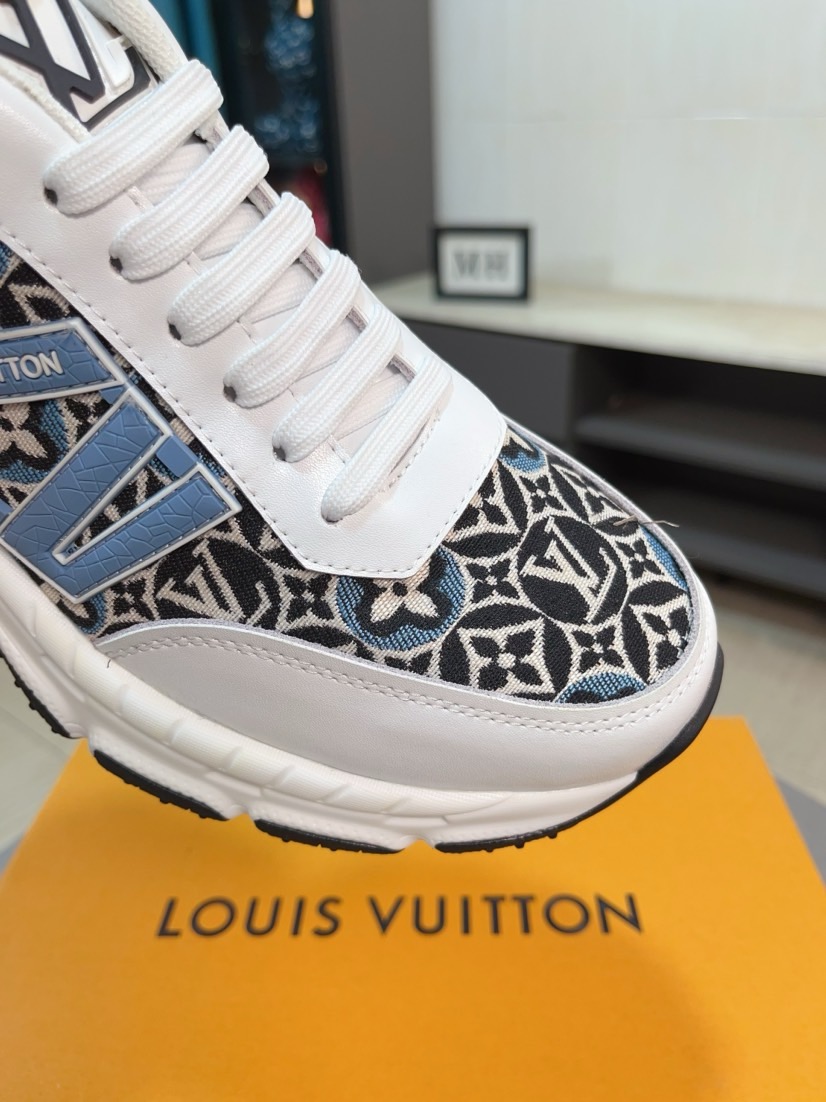 LV 一比一 白藍運動鞋 花紋拼接舒適款｜歐美奢侈品精品推薦