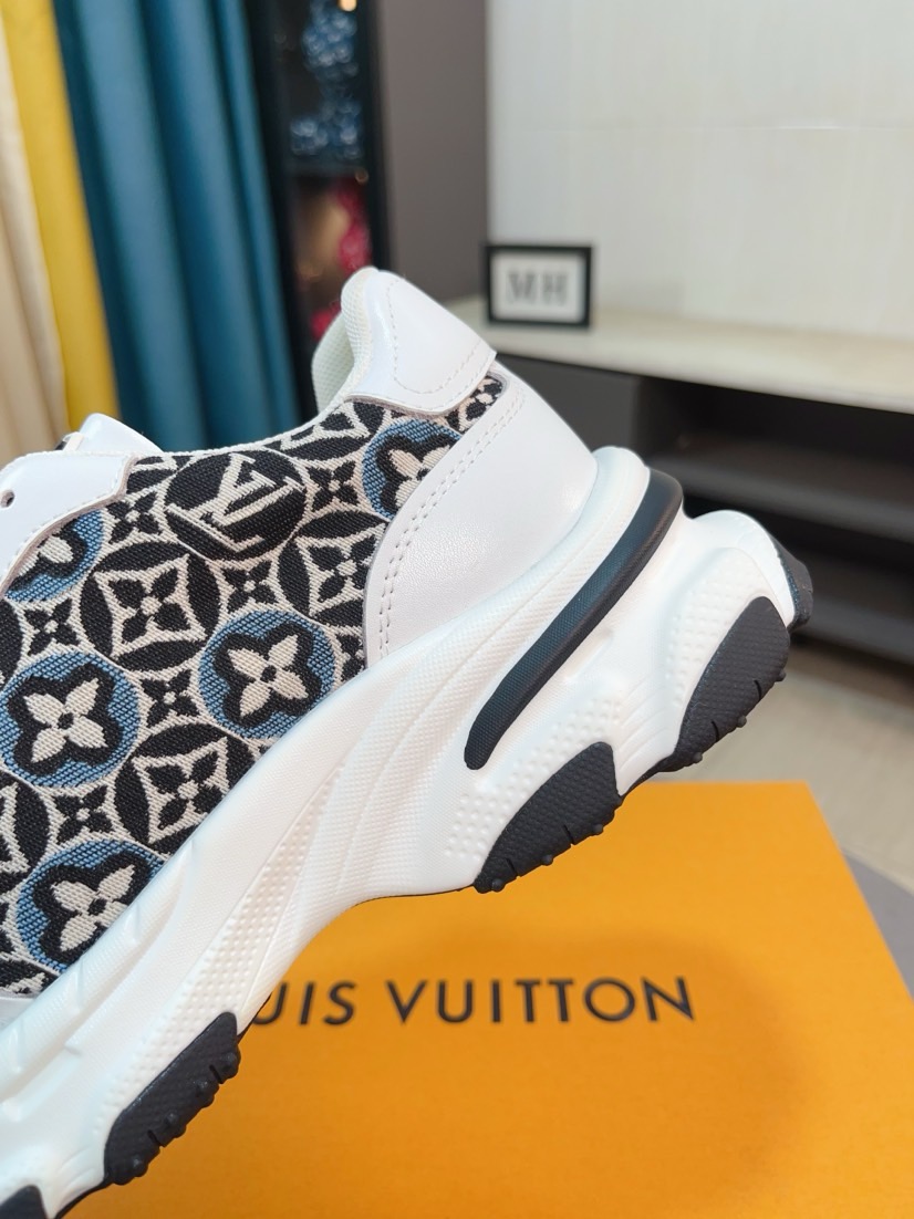 LV 一比一 白藍運動鞋 花紋拼接舒適款｜歐美奢侈品精品推薦