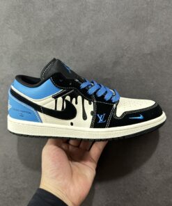 LV 一比一 藍黑拼色運動鞋 AJ1低幫街頭潮流款