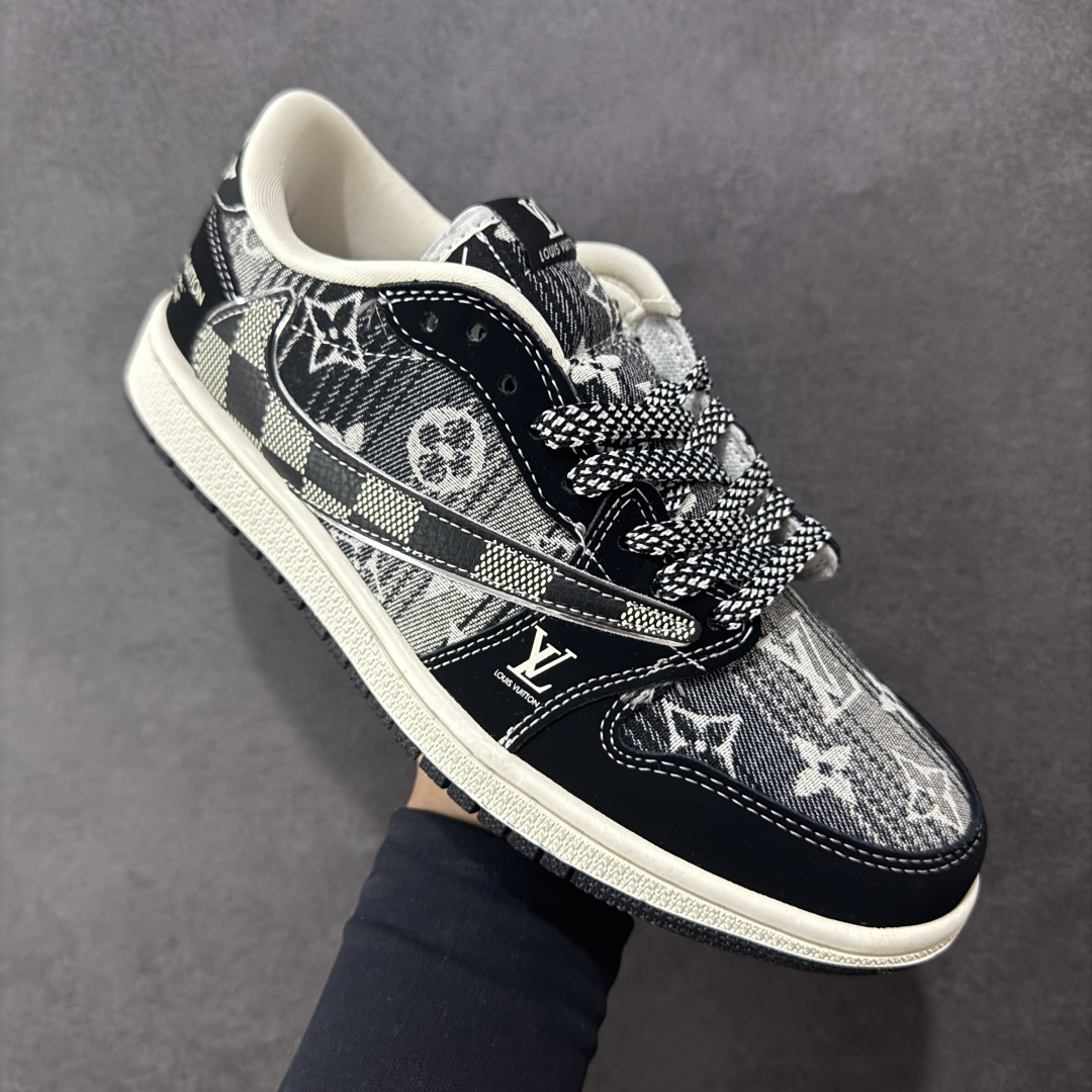 LV 一比一 黑白拼接低幫運動鞋 經典花紋帆布款｜歐美奢侈品精品推薦