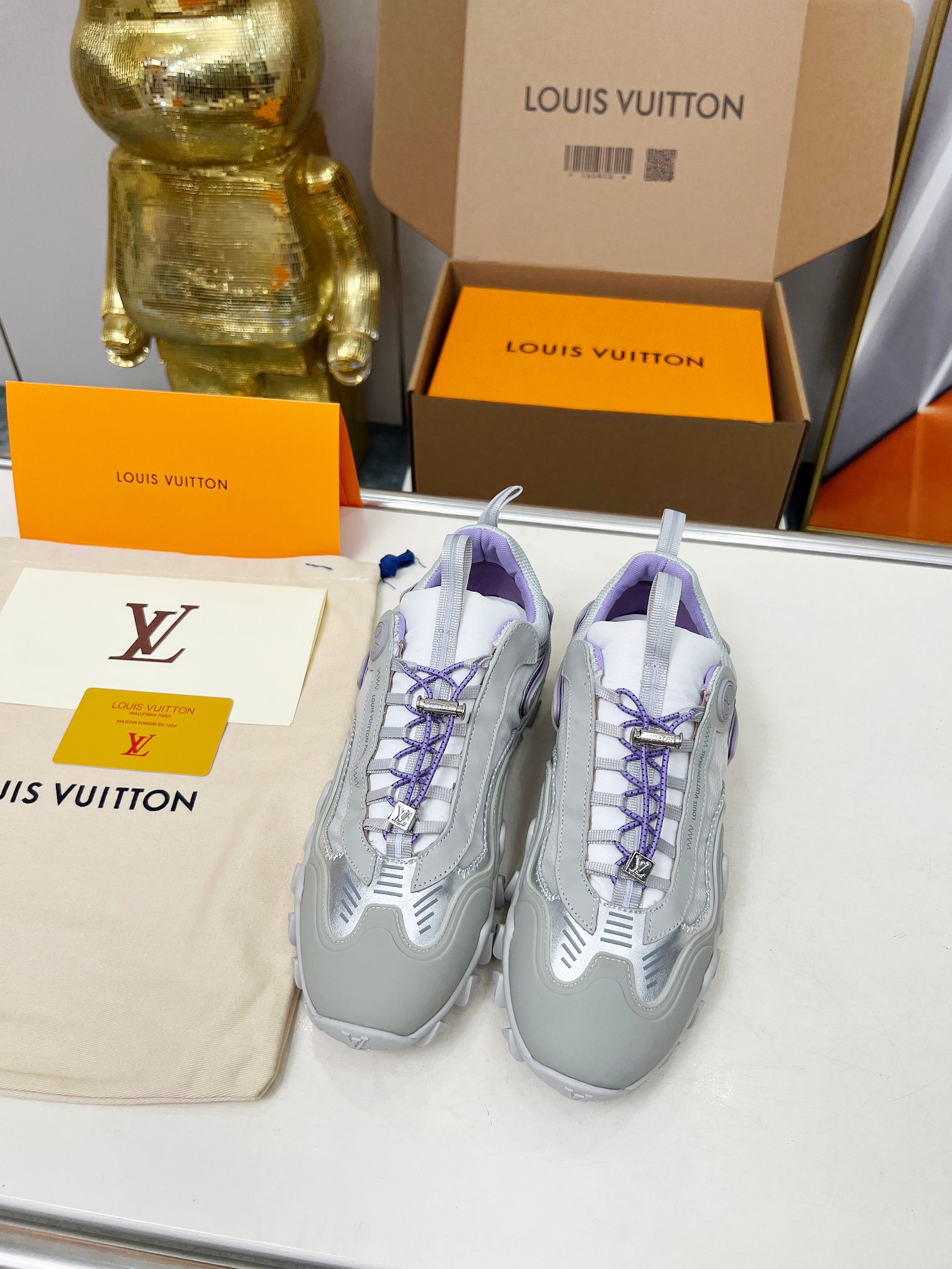 LV 一比一 灰紫運動鞋 拼接厚底舒適款｜歐美奢侈品精品推薦