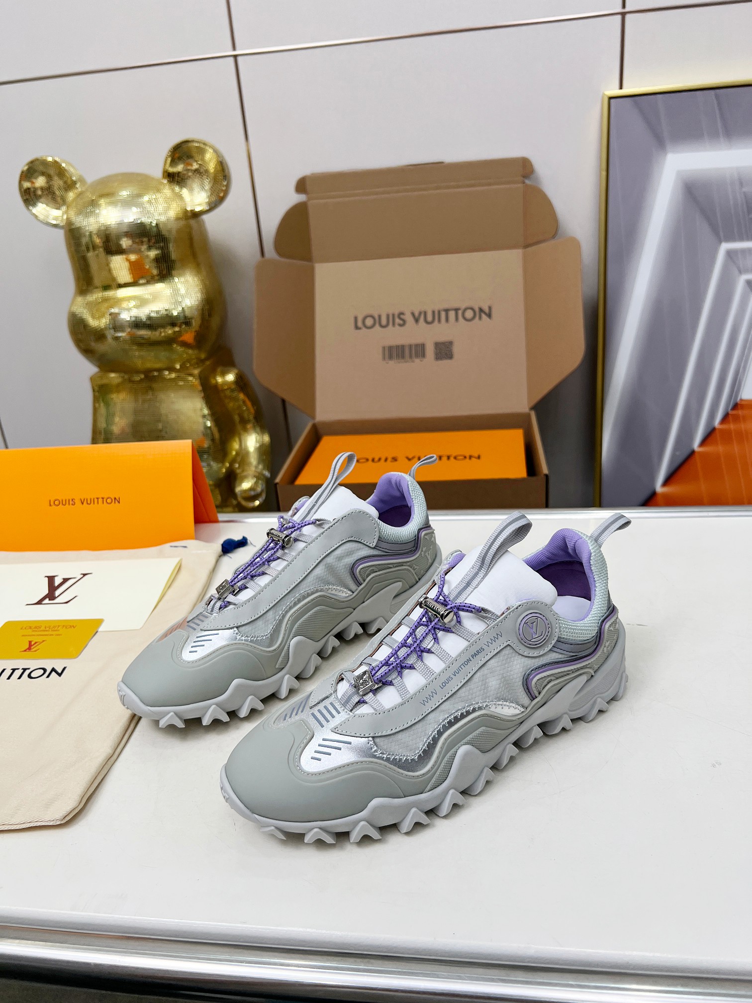 LV 一比一 灰紫運動鞋 拼接厚底舒適款｜歐美奢侈品精品推薦