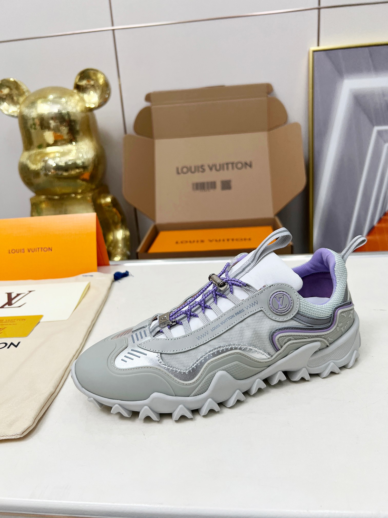 LV 一比一 灰紫運動鞋 拼接厚底舒適款｜歐美奢侈品精品推薦