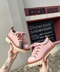 LV 高仿厚底休閒鞋 粉色甜美拼接款