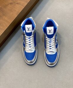 LV 一比一藍白高筒運動鞋 金屬質感 時尚百搭款
