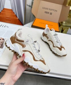 LV原單棕白運動鞋 男士拼接復古潮流鞋款