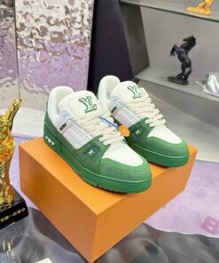 LV 一比一運動鞋 綠白拼色休閒潮流款