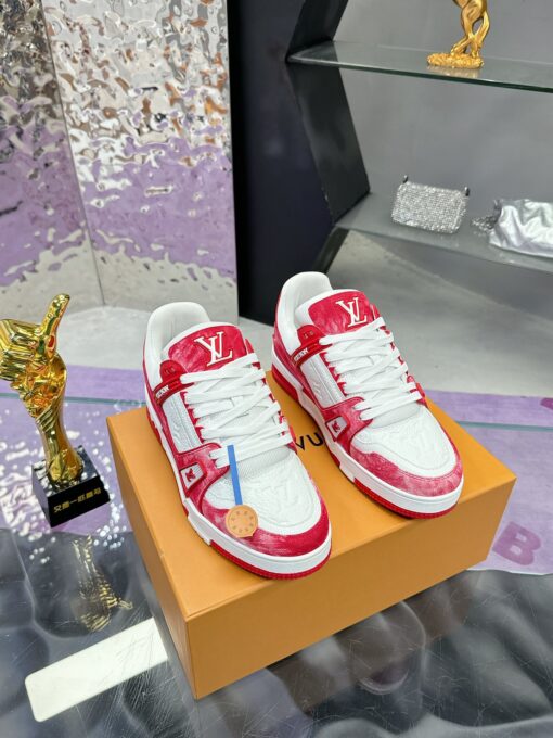 LV 精品仿製運動鞋 紅白撞色休閒潮流款