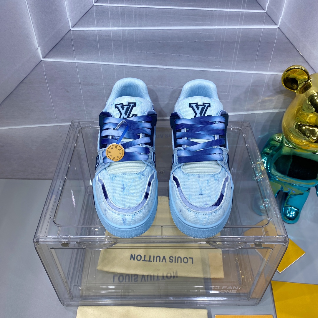 LV 高仿牛仔藍 Trainer 球鞋 時尚百搭款式｜歐美奢侈品精品推薦