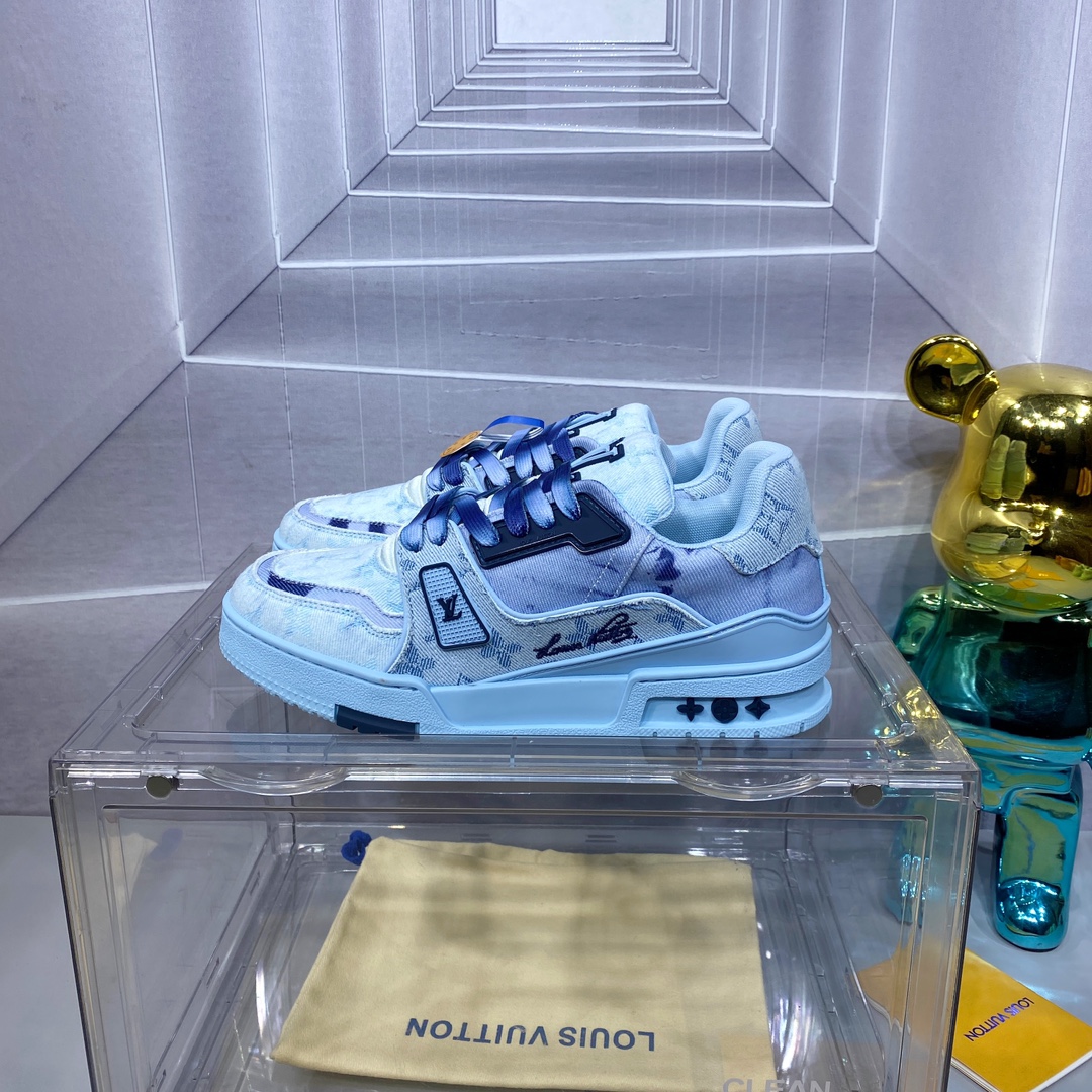 LV 高仿牛仔藍 Trainer 球鞋 時尚百搭款式｜歐美奢侈品精品推薦