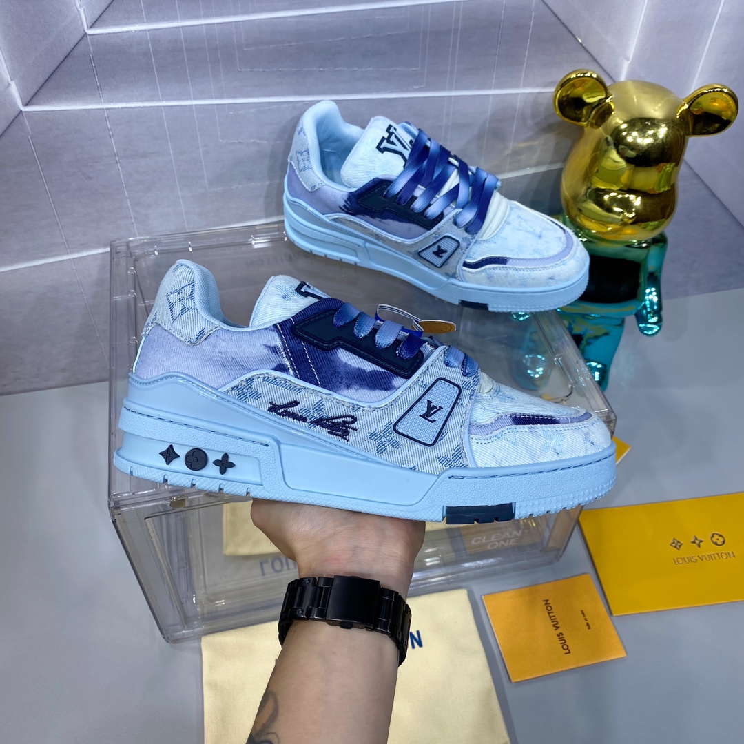 LV 高仿牛仔藍 Trainer 球鞋 時尚百搭款式｜歐美奢侈品精品推薦