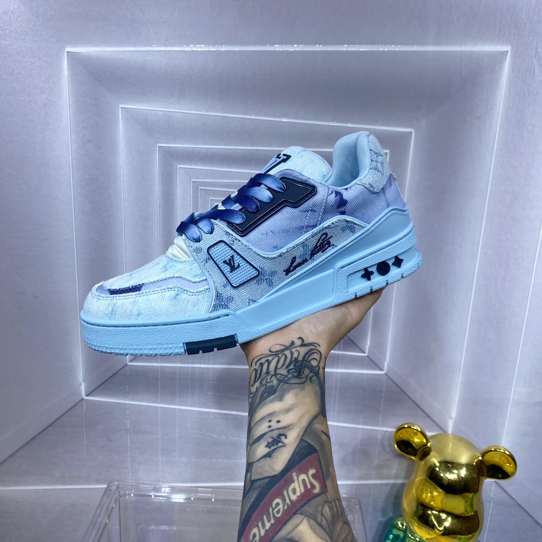 LV 高仿牛仔藍 Trainer 球鞋 時尚百搭款式｜歐美奢侈品精品推薦
