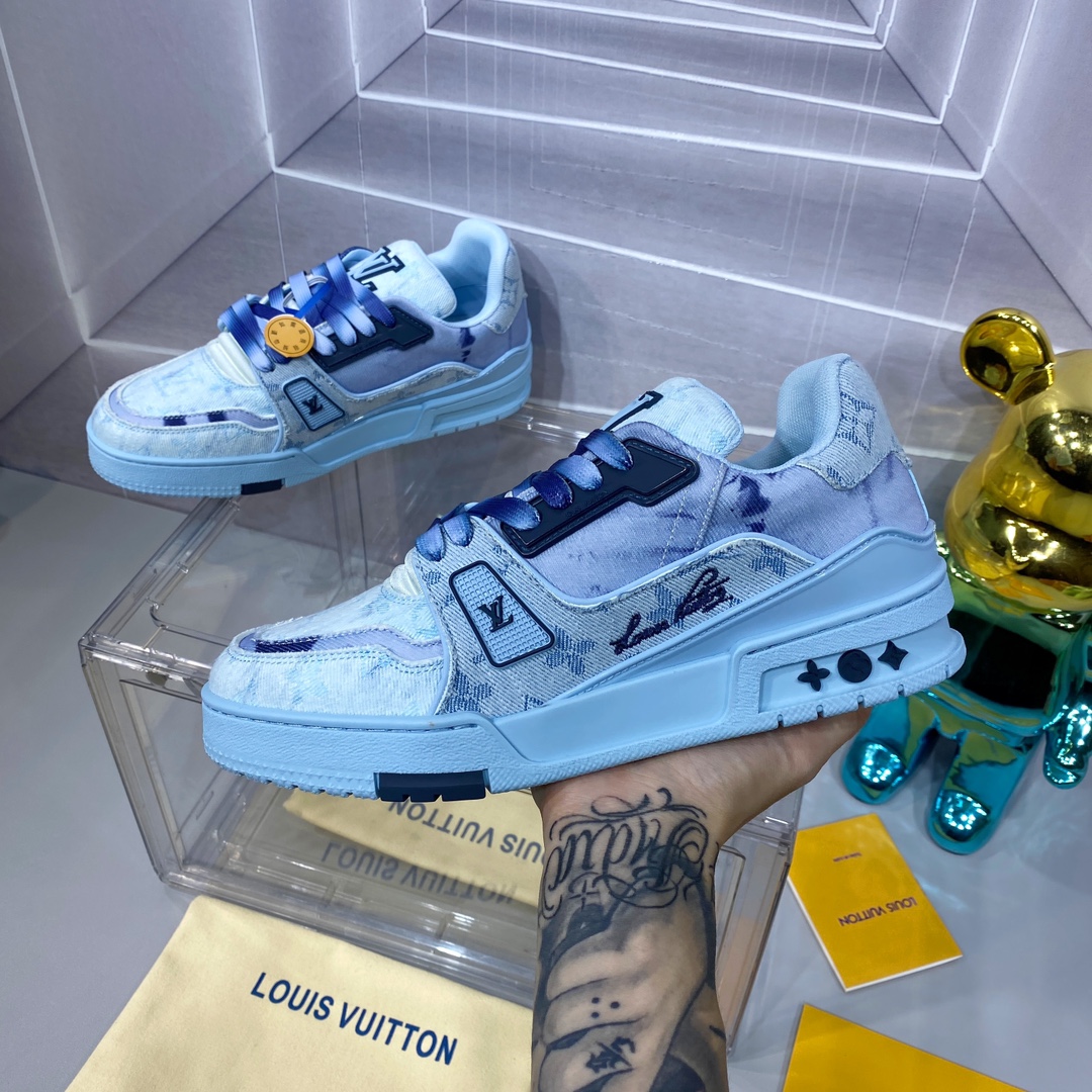 LV 高仿牛仔藍 Trainer 球鞋 時尚百搭款式｜歐美奢侈品精品推薦