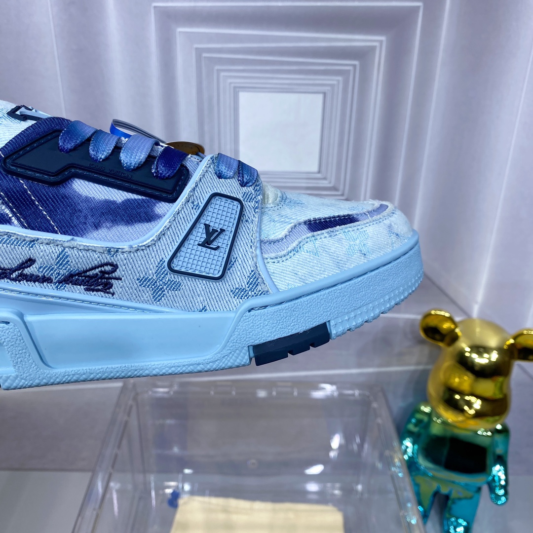 LV 高仿牛仔藍 Trainer 球鞋 時尚百搭款式｜歐美奢侈品精品推薦