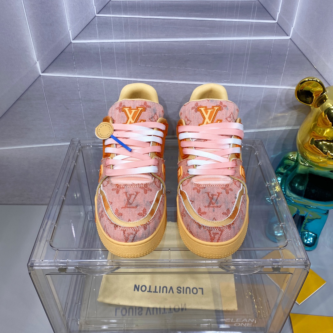 LV 一比一粉橙 Trainer 球鞋 潮流百搭亮眼款｜歐美奢侈品精品推薦
