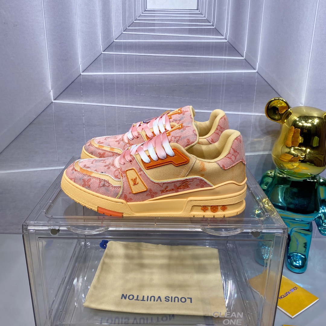 LV 一比一粉橙 Trainer 球鞋 潮流百搭亮眼款｜歐美奢侈品精品推薦