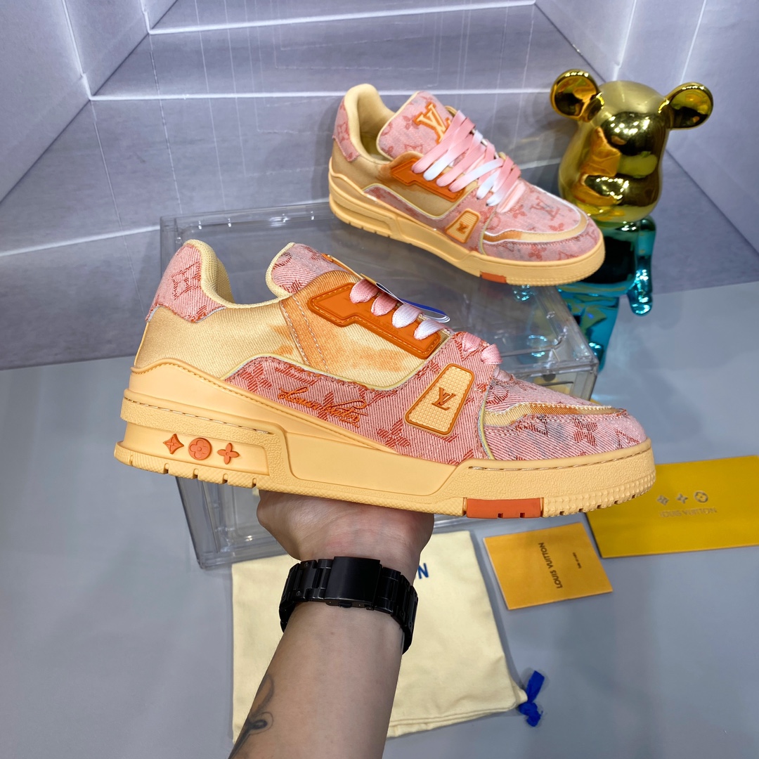 LV 一比一粉橙 Trainer 球鞋 潮流百搭亮眼款｜歐美奢侈品精品推薦