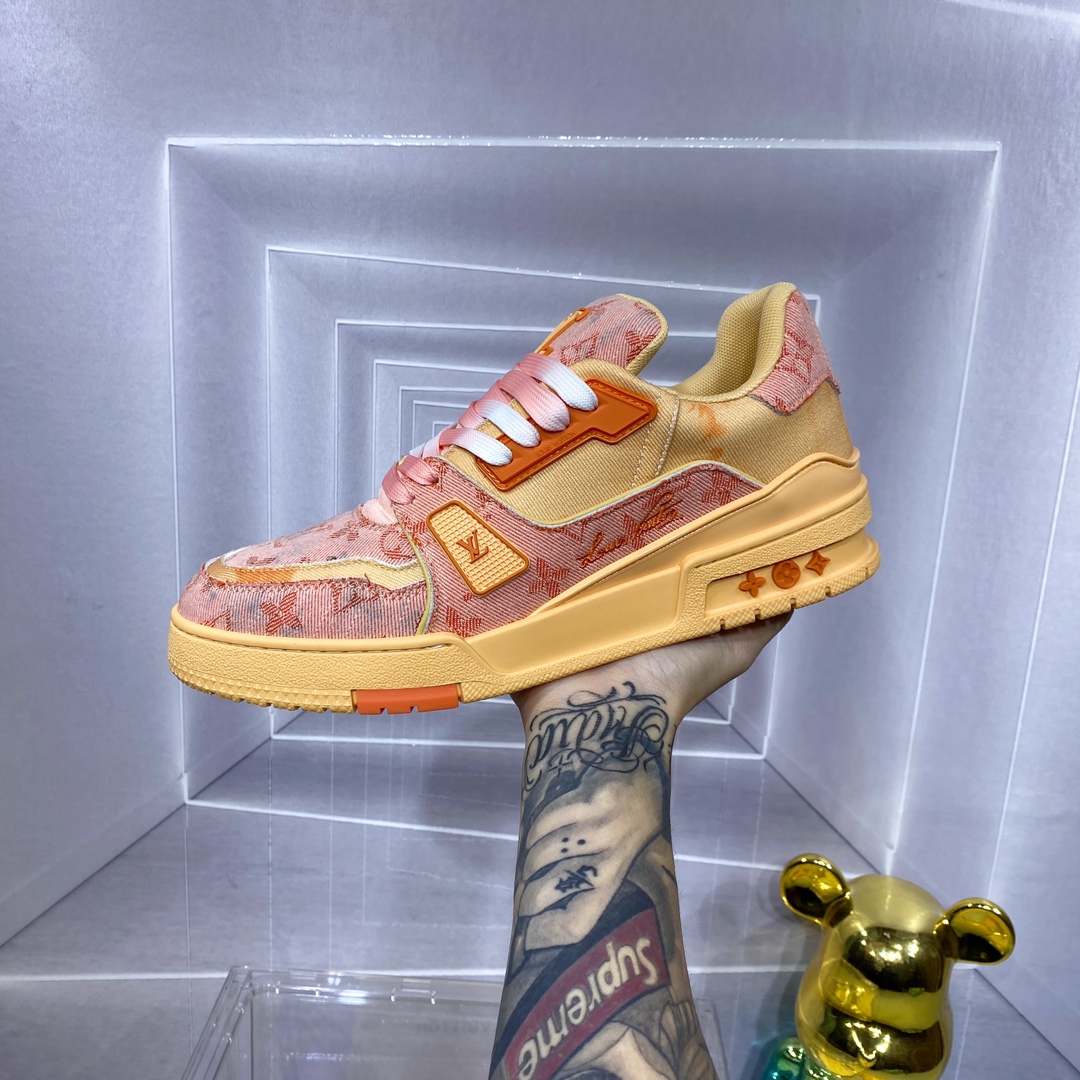 LV 一比一粉橙 Trainer 球鞋 潮流百搭亮眼款｜歐美奢侈品精品推薦