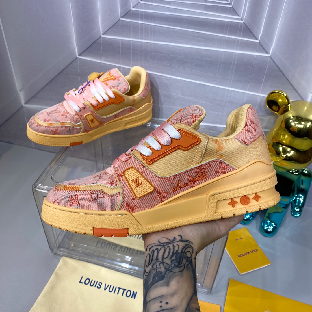 LV 一比一粉橙 Trainer 球鞋 潮流百搭亮眼款｜歐美奢侈品精品推薦