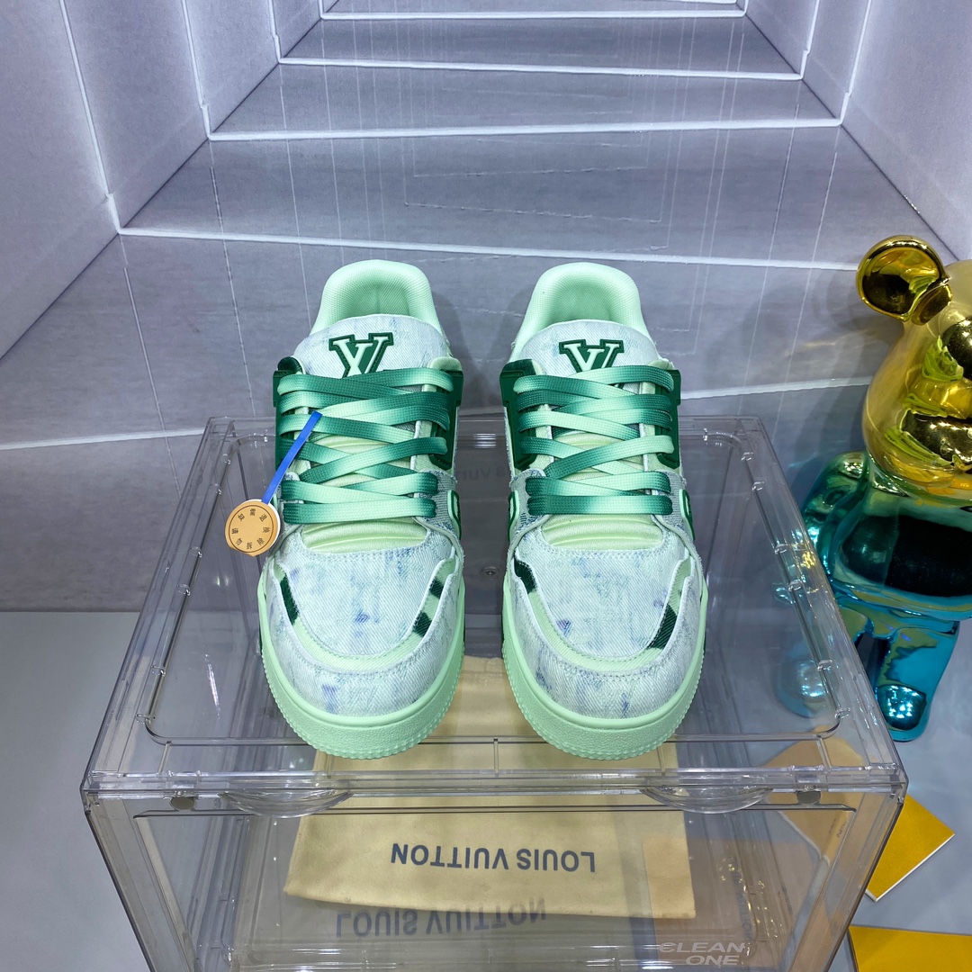 LV 高仿螢光綠 Trainer 球鞋 清新時尚百搭款｜歐美奢侈品精品推薦