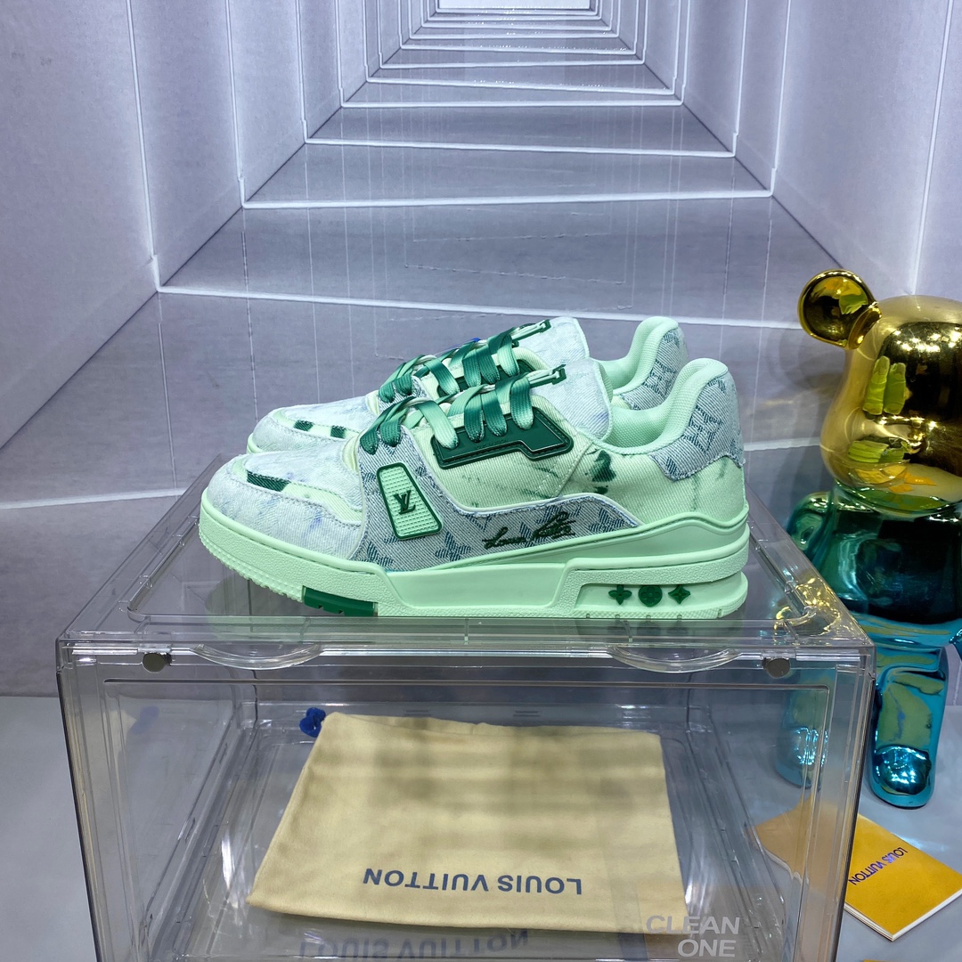 LV 高仿螢光綠 Trainer 球鞋 清新時尚百搭款｜歐美奢侈品精品推薦