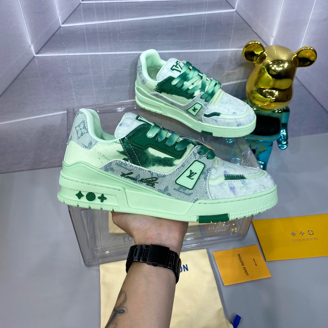 LV 高仿螢光綠 Trainer 球鞋 清新時尚百搭款｜歐美奢侈品精品推薦
