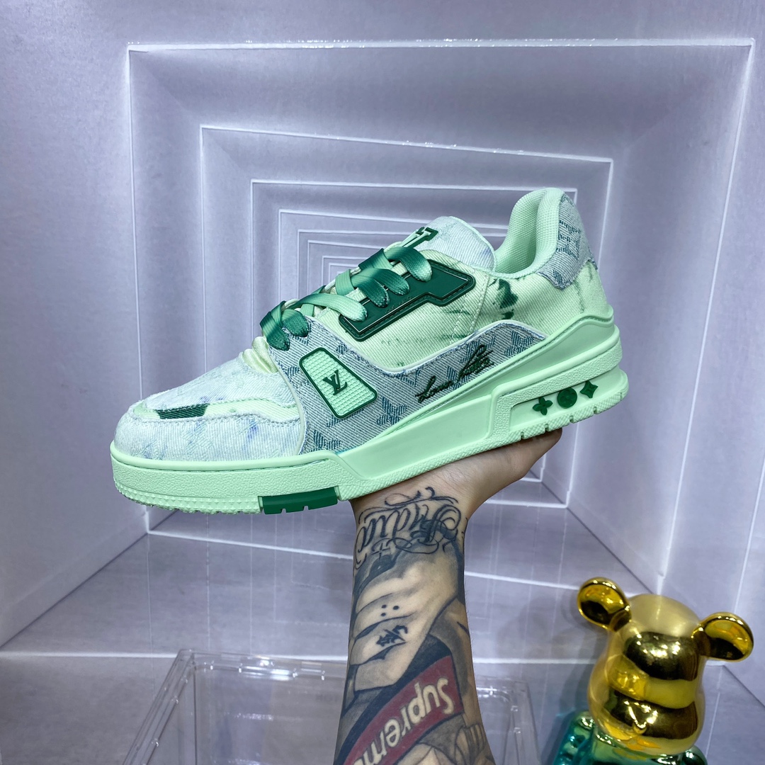 LV 高仿螢光綠 Trainer 球鞋 清新時尚百搭款｜歐美奢侈品精品推薦