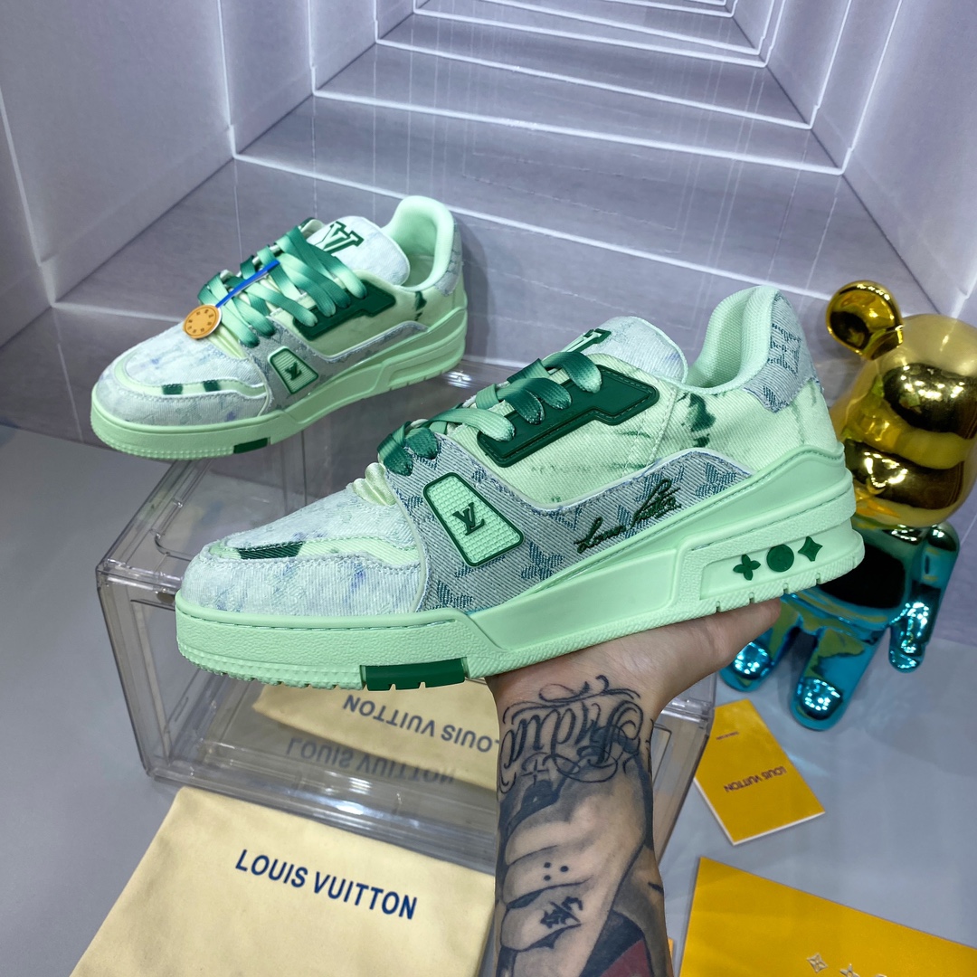 LV 高仿螢光綠 Trainer 球鞋 清新時尚百搭款｜歐美奢侈品精品推薦