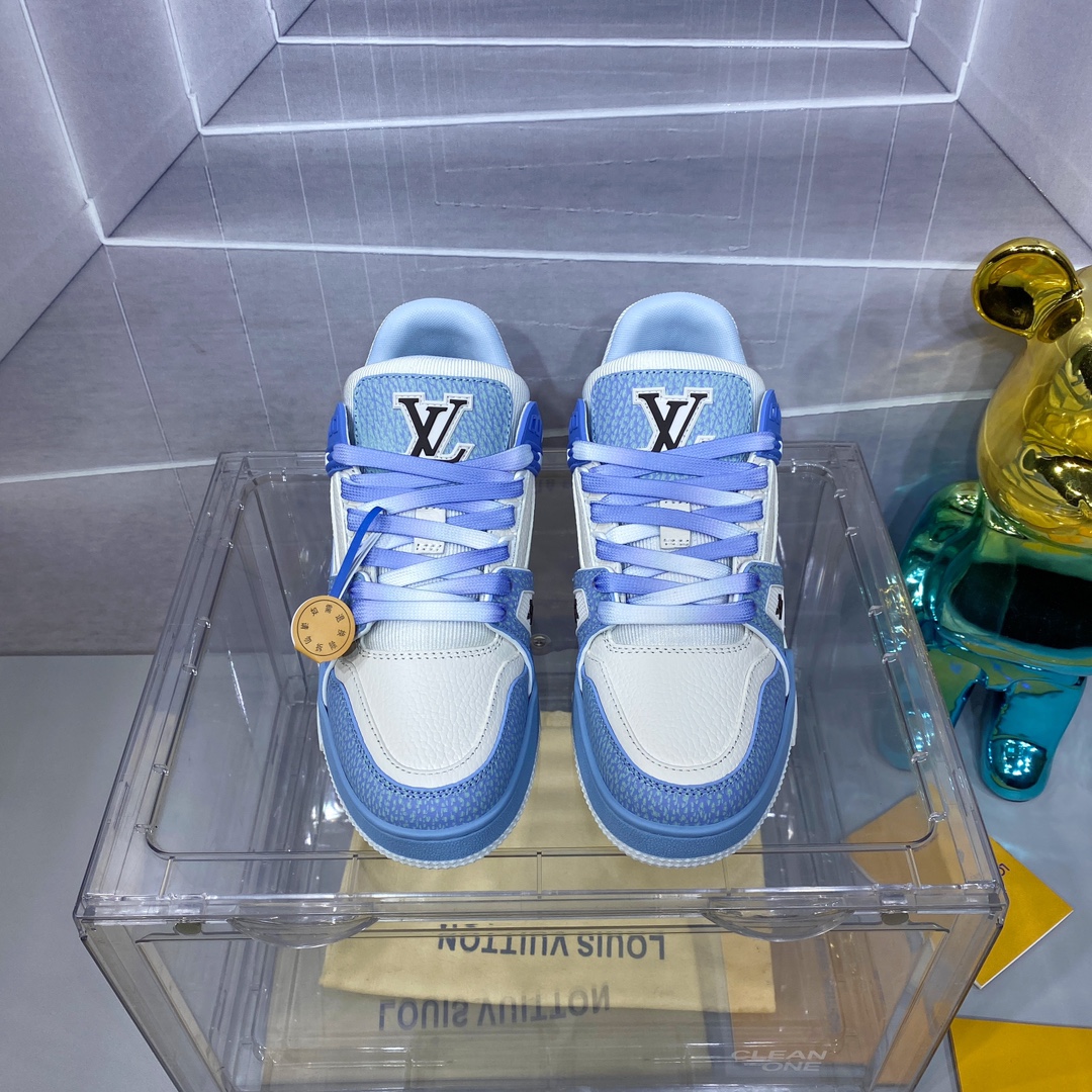 LV A貨藍白拼色 Trainer 球鞋 清爽百搭運動風｜歐美奢侈品精品推薦