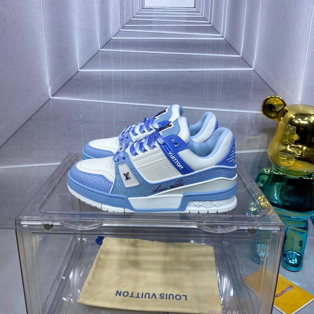 LV A貨藍白拼色 Trainer 球鞋 清爽百搭運動風｜歐美奢侈品精品推薦