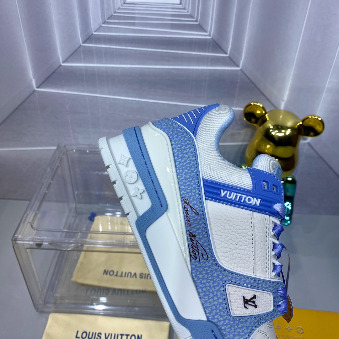 LV A貨藍白拼色 Trainer 球鞋 清爽百搭運動風｜歐美奢侈品精品推薦