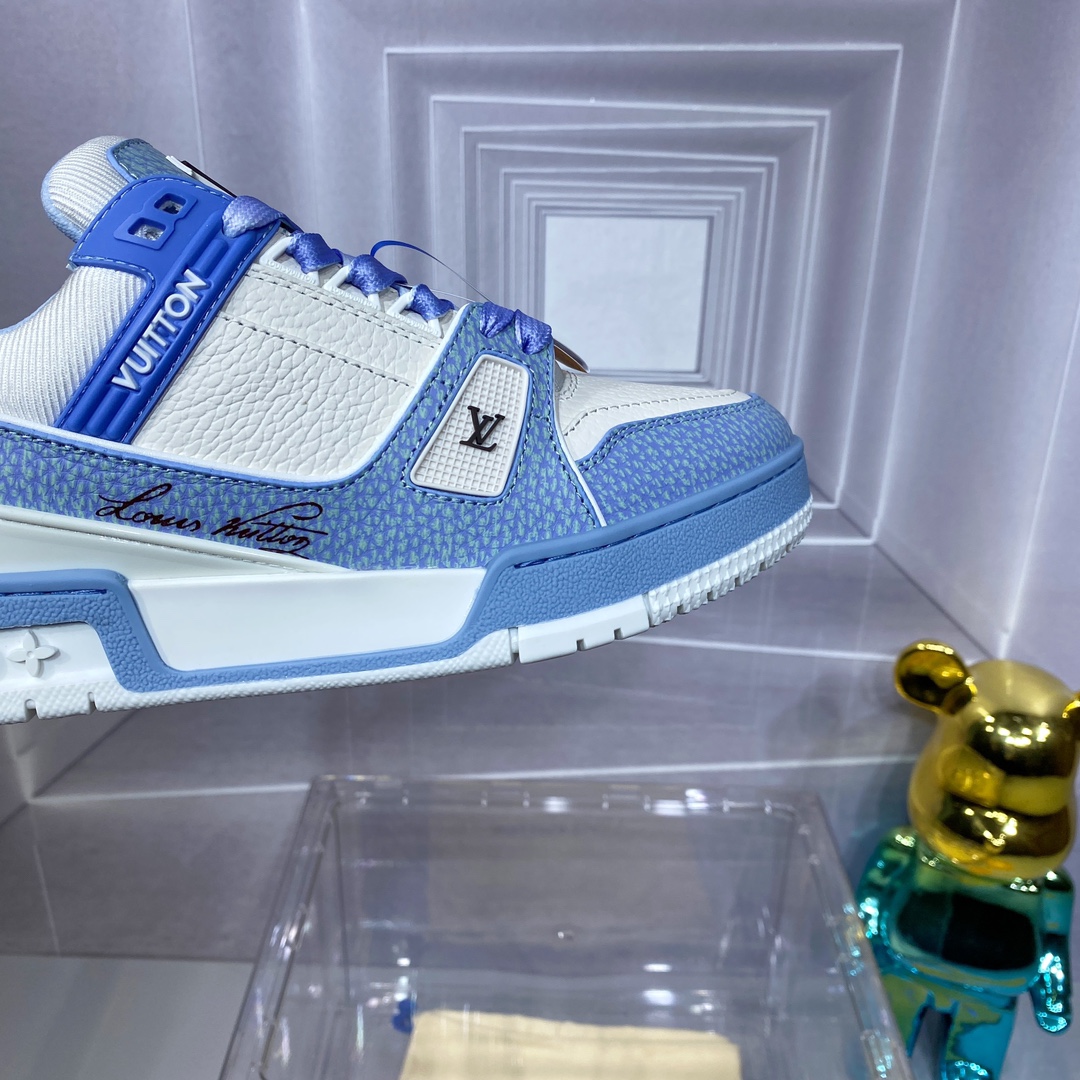 LV A貨藍白拼色 Trainer 球鞋 清爽百搭運動風｜歐美奢侈品精品推薦