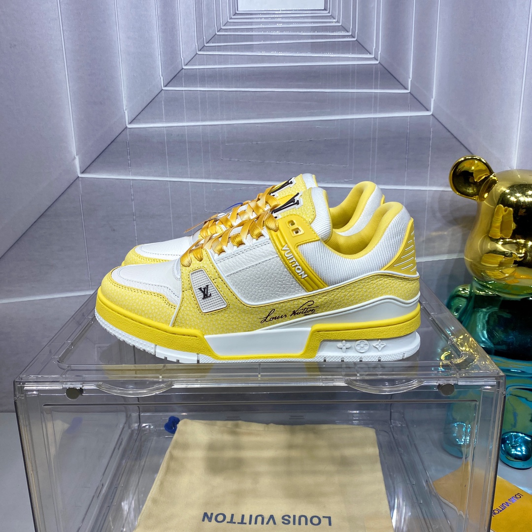 LV 高仿黃白拼色 Trainer 球鞋 清新亮眼百搭款｜歐美奢侈品精品推薦