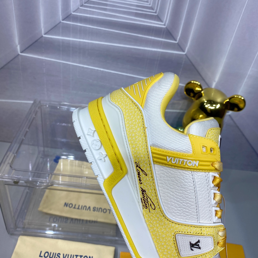 LV 高仿黃白拼色 Trainer 球鞋 清新亮眼百搭款｜歐美奢侈品精品推薦