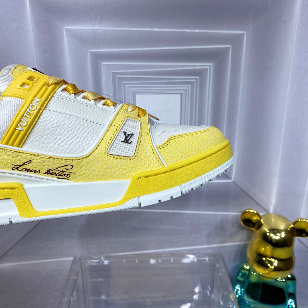 LV 高仿黃白拼色 Trainer 球鞋 清新亮眼百搭款｜歐美奢侈品精品推薦