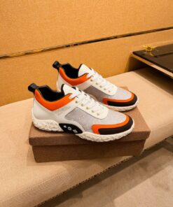 LV 精品仿製灰白橘拼色運動鞋 活力時尚百搭款