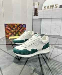 LV 精品仿製綠白拼接運動鞋 男士百搭舒適款