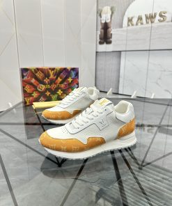 LV 高仿白橙拼接運動鞋 男士時尚百搭款